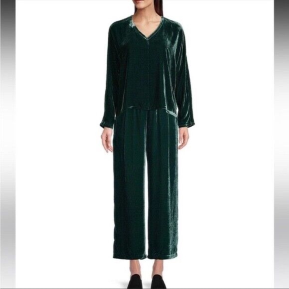 NWT Eileen Fisher Women's Dolman Sleeve Sweater Burgundy Silk Blend V-Neck - Picture 11 of 11